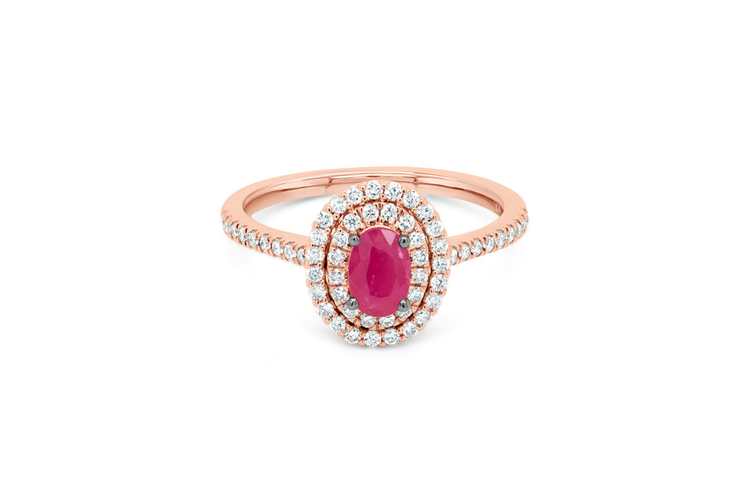 .38CT Double Halo Ruby Ring