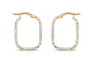 Yellow Gold Diamond Cut Hoop Earrings