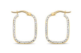 Yellow Gold Diamond Cut Hoop Earrings