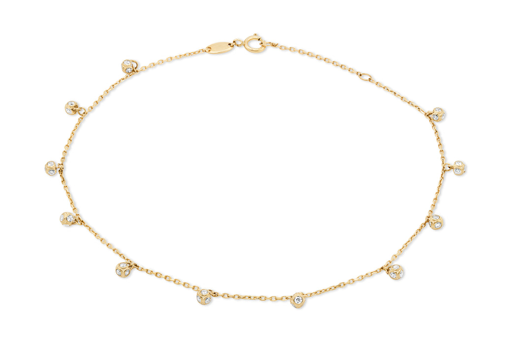 Yellow Gold & CZ Anklet