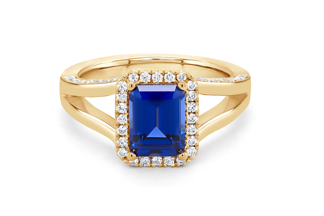 .42CT Lab Grown Diamond & Blue Sapphire Ring