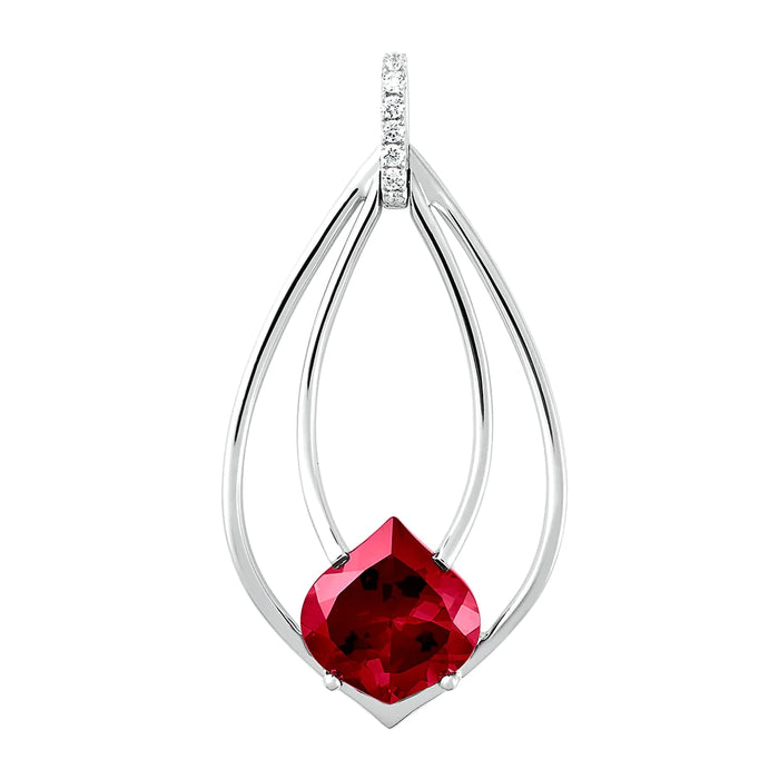 .05CT Lab Grown Diamond & Ruby Pendant