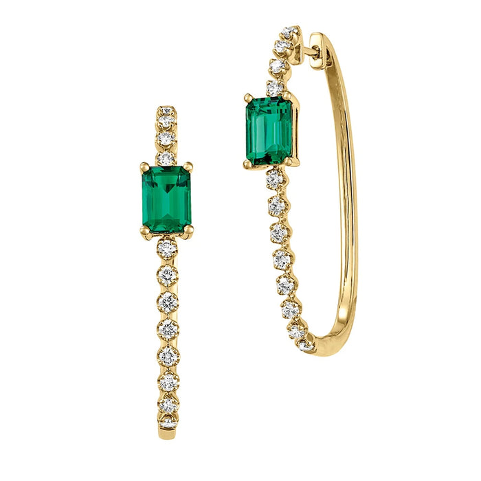 .60CT Lab Grown Diamond & Emerald Earrings