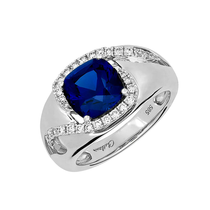 .28CT Lab Grown Diamond & Blue Sapphire Ring