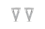 Sterling Silver & CZ Triangle Earrings