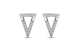 Sterling Silver & CZ Triangle Earrings