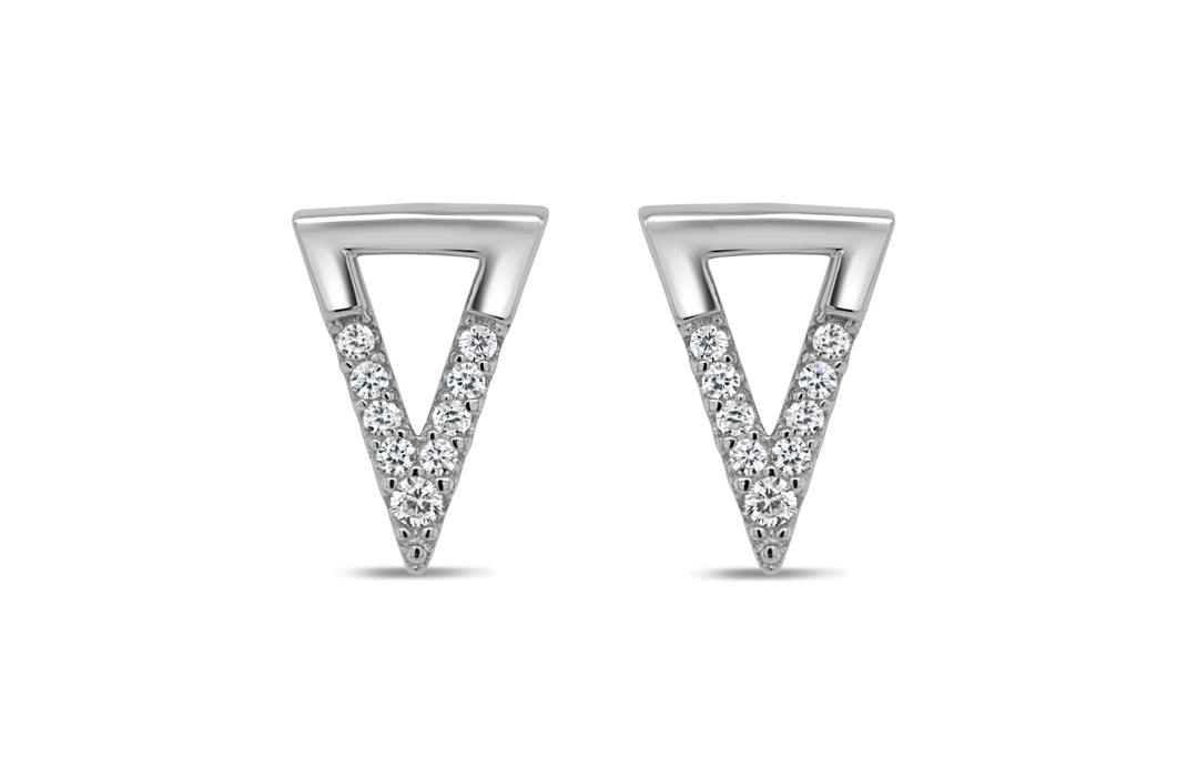 Sterling Silver & CZ Triangle Earrings