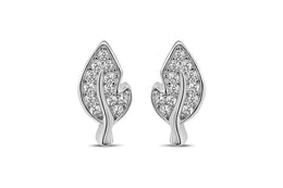 Casabalnca Sterling Silver Leaf Stud Earrings