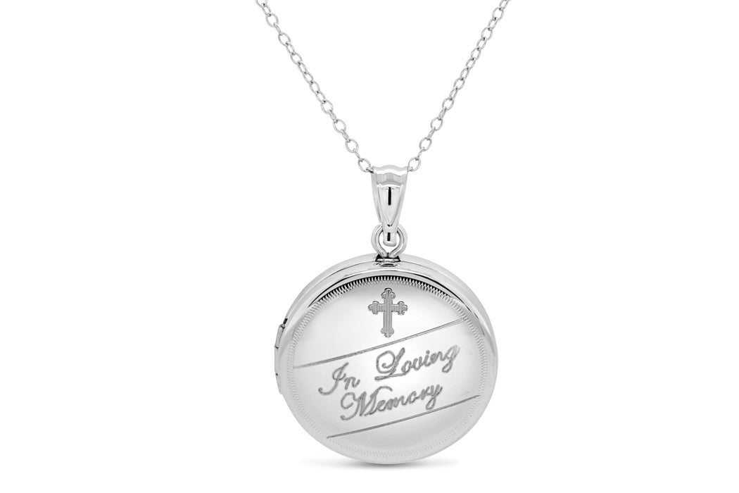 Sterling Silver "In Loving Memory" Round Locket Necklace