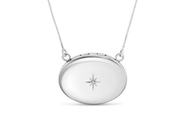 Casablanca Sterling Silver Starburst Oval Locket Necklace