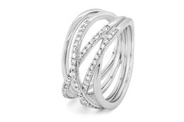 10KT White Gold .50CTW Diamond Criss Cross Ring