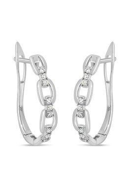 .20CT Diamond & Knot White Gold Hoop Earrings