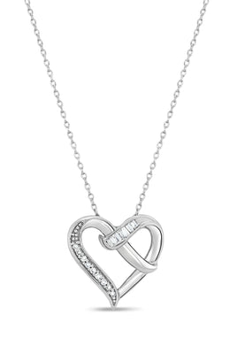 .08CT Diamond Heart Necklace: White Gold