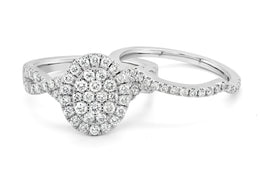 1.00CT Diamond Oval White Gold Engagement Ring Set