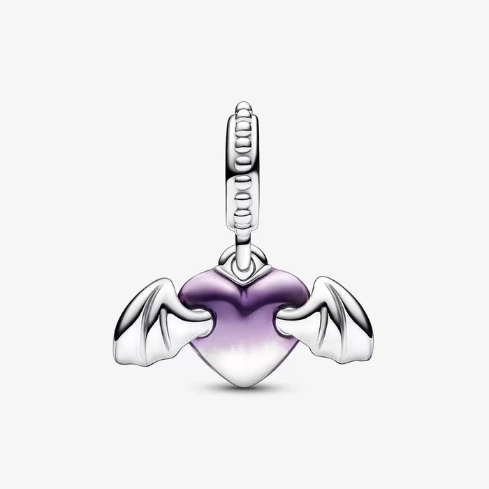 FINAL SALE - Pandora Vampire Winged Purple Heart Bat Charm