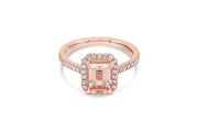 Rose Gold Halo Morganite Ring