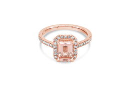 Rose Gold Halo Morganite Ring