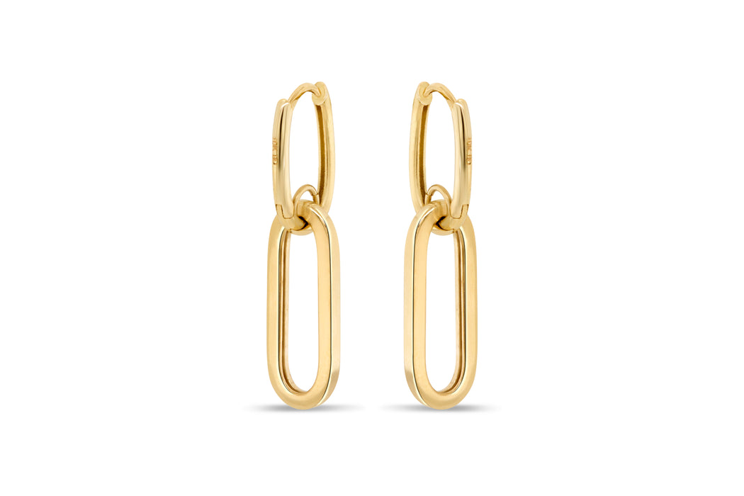 Yellow Gold Paperclip Earrings
