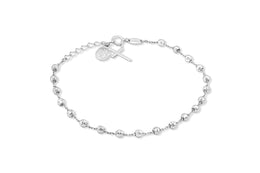 White Gold Bead & Cross Bracelet