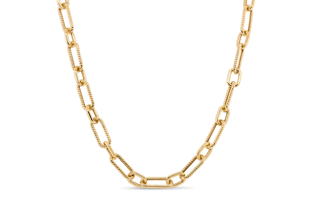 Yellow Gold Roped Paperclip Necklace