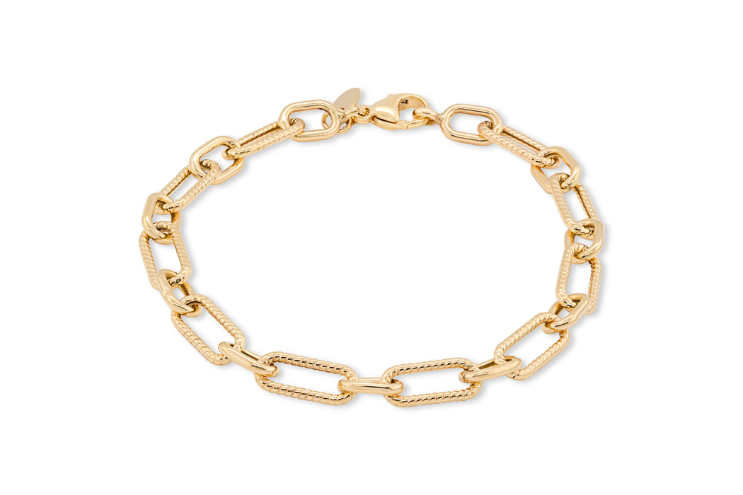 Yellow Gold Roped Paperclip Bracelet