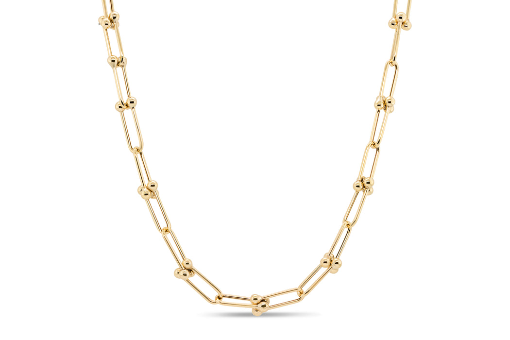 Yellow Gold Knotted Paperclip Necklace