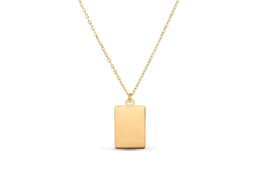 Yellow Gold Dog Tag Necklace