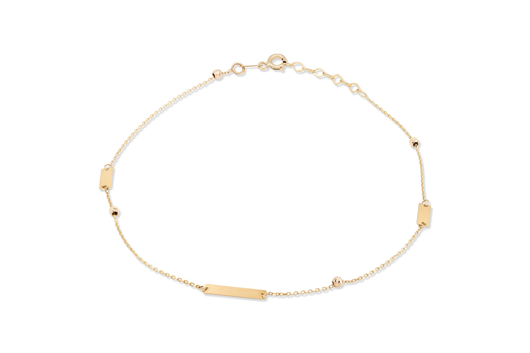 Yellow Gold Bar Link Anklet