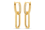 Yellow Gold & CZ Paperclip Earrings