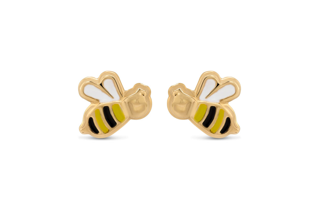 Yellow Gold Bee Children's Earrings