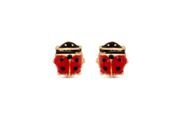 Yellow Gold Ladybug Children's Earrings