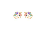 Yellow Gold Unicorn Children's Earrings
