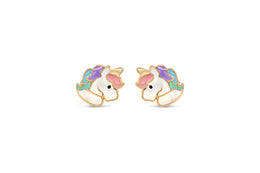 Yellow Gold Unicorn Children's Earrings