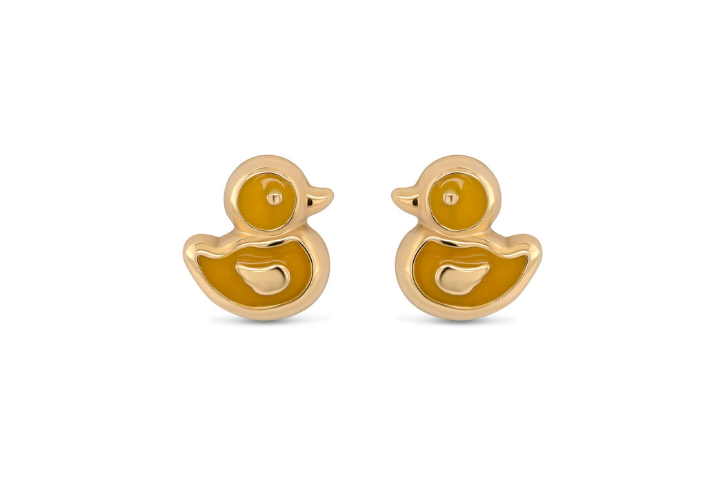Yellow Gold Duck Children's Earrings