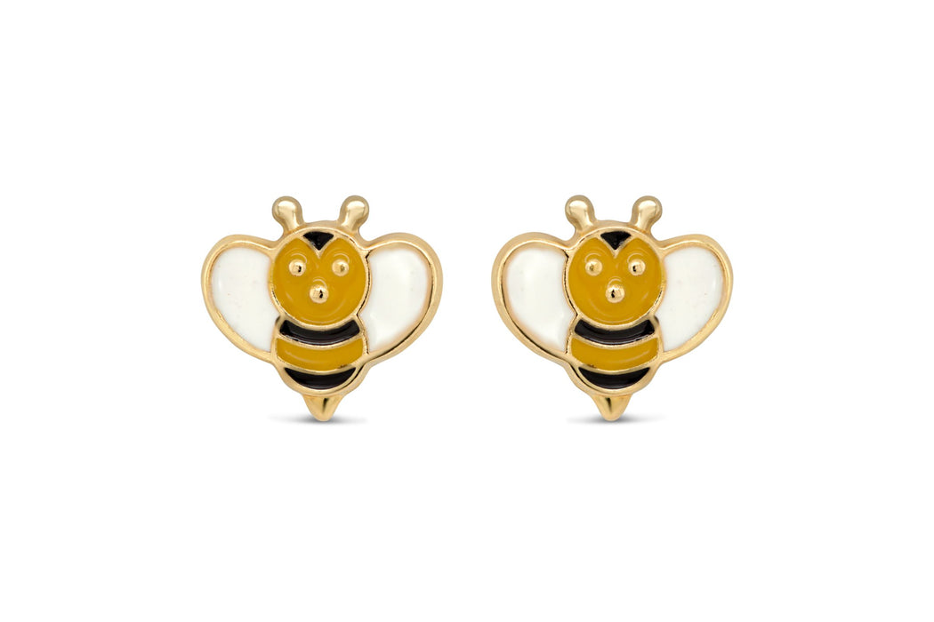 Yellow Gold Bee Children's Earrings