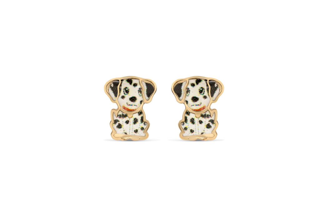 Yellow Gold Dalmatian Children's Earrings