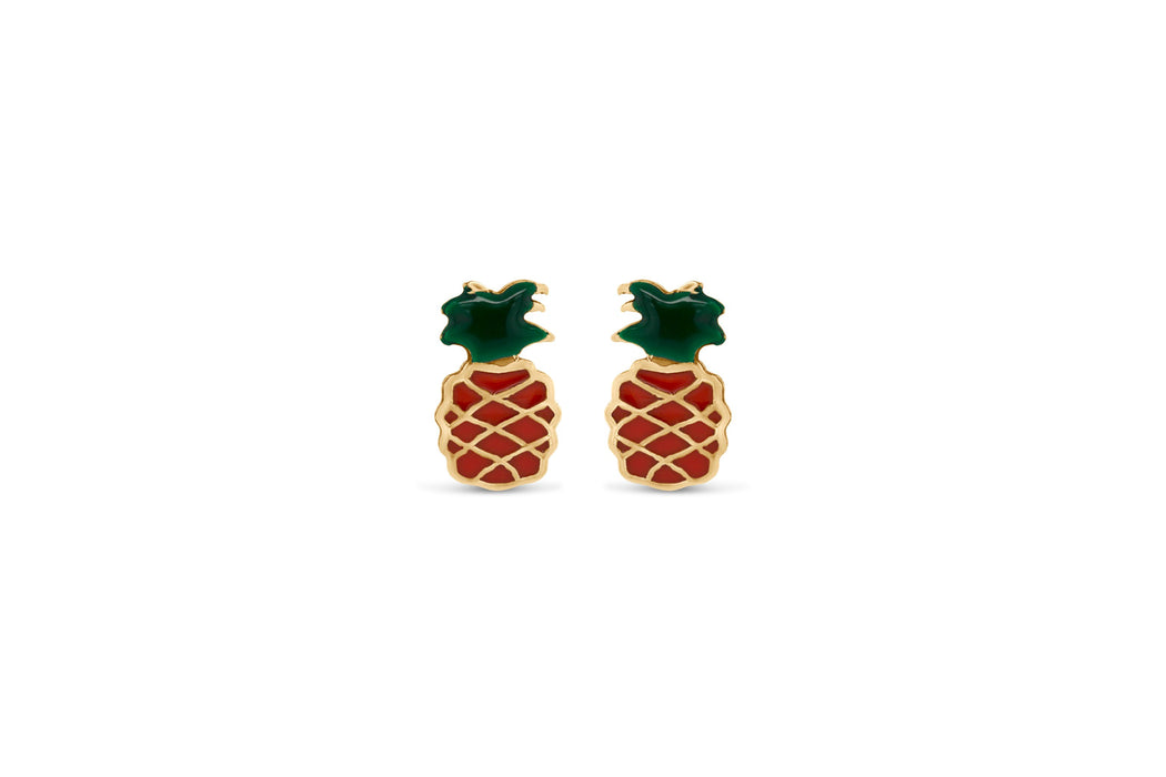 Yellow Gold Pineapple Children's Earrings