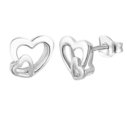 Casablanca Sterling Silver Heart Stud Earrings