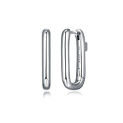 Elle Sterling Silver Rectangle Hoop Earrings
