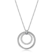 Elle CZ Double Circle Sterling Silver Necklace