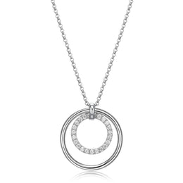 Elle CZ Double Circle Sterling Silver Necklace