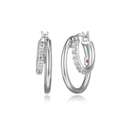 Elle Layer Sterling Silver CZ Hoop Earrings