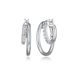 Elle Layer Sterling Silver CZ Hoop Earrings