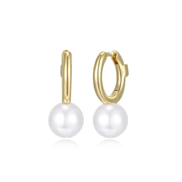 Elle Pearl Earrings: Yellow Gold Tone Sterling Silver