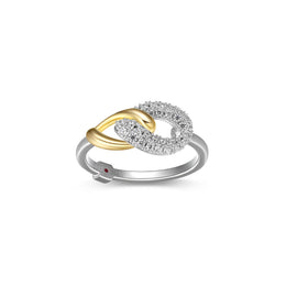 Elle Two Tone Sterling Silver CZ Link Ring