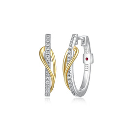 Elle Two-Tone Sterling Silver Cz Hoop Earrings