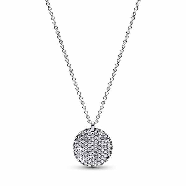 FINAL SALE - Pandora Timeless Pavé Round Sterling Silver Pendant Necklace