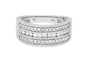0.50CT Diamond Three Row Ring: White Gold