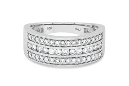 0.50CT Diamond Three Row Ring: White Gold