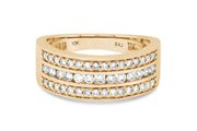 0.50CTW Three Row Yellow Gold Diamond Ring